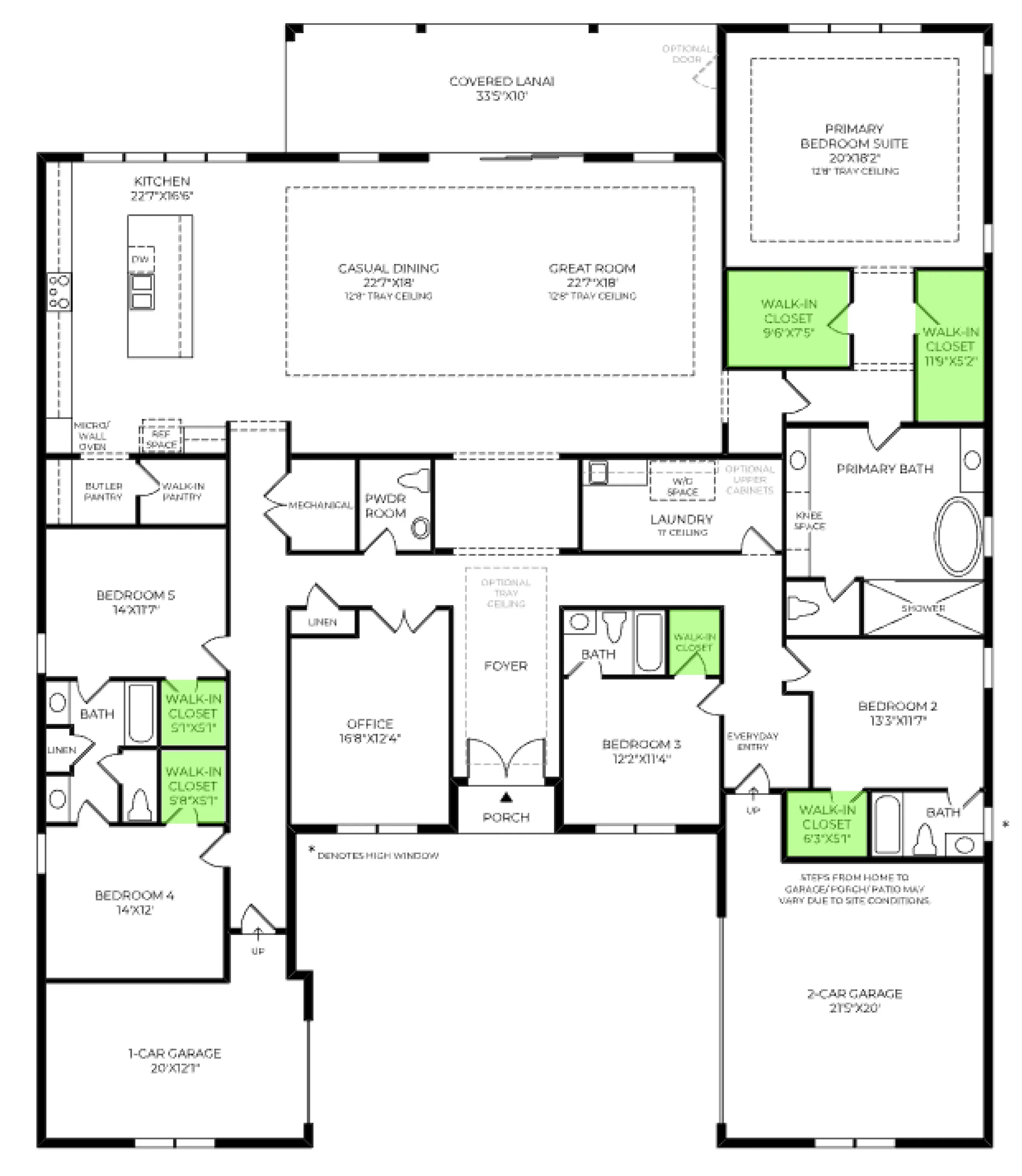 Cabris floor plan, with the closets highlighted