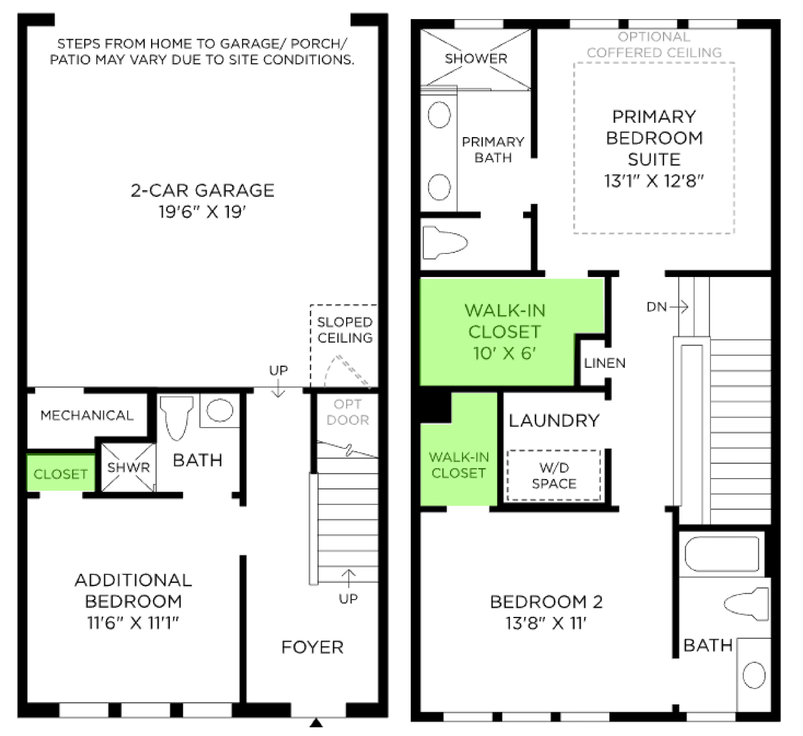 Citrine Modern I floor plan, with the closets highlighted