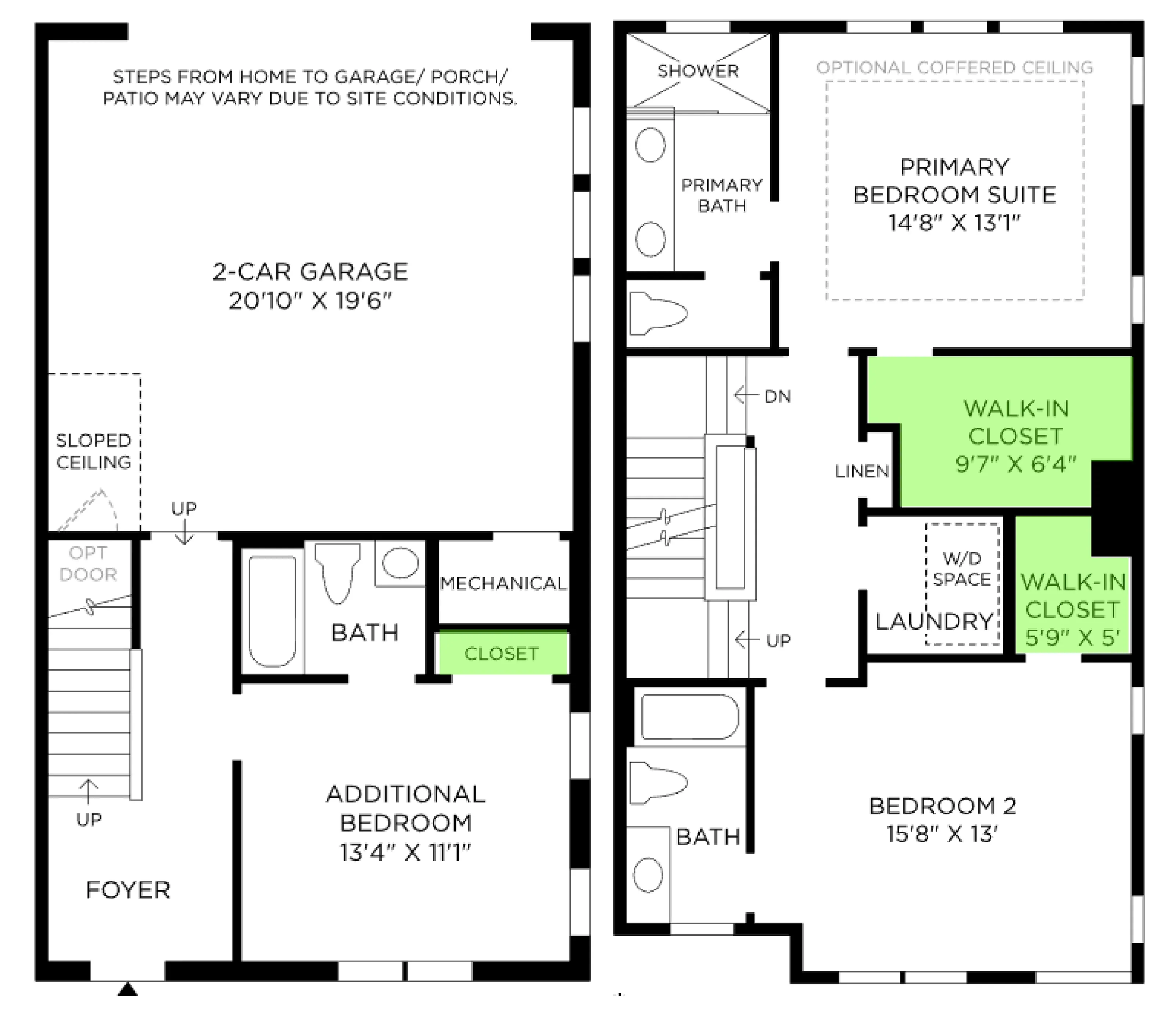 Citrine Modern II floor plan, with the closets highlighted