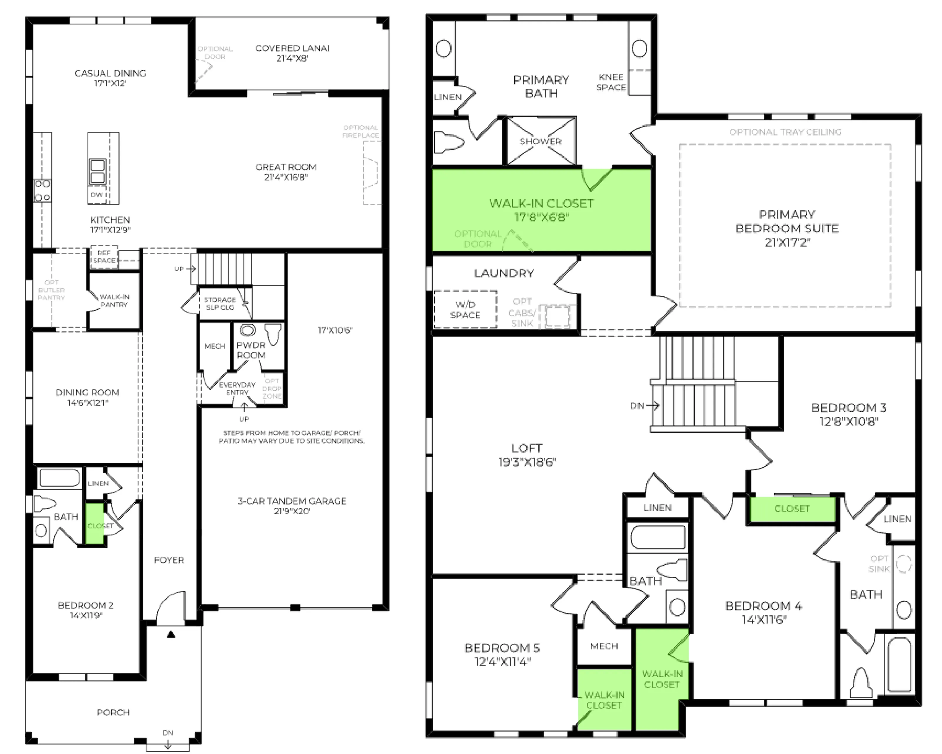 Griffin floor plan, with the closets highlighted