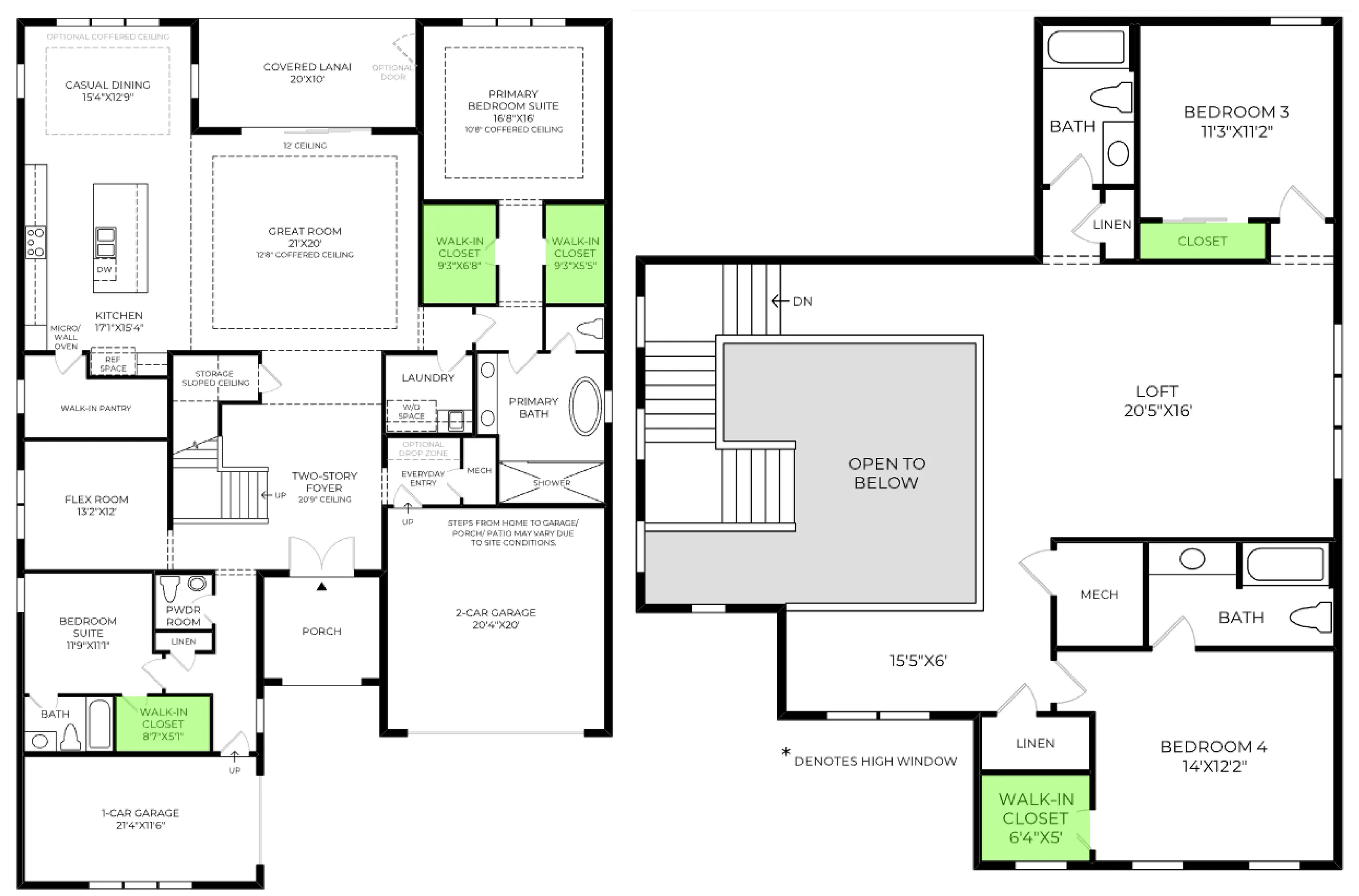 Marsanne floor plan, with the closets highlighted