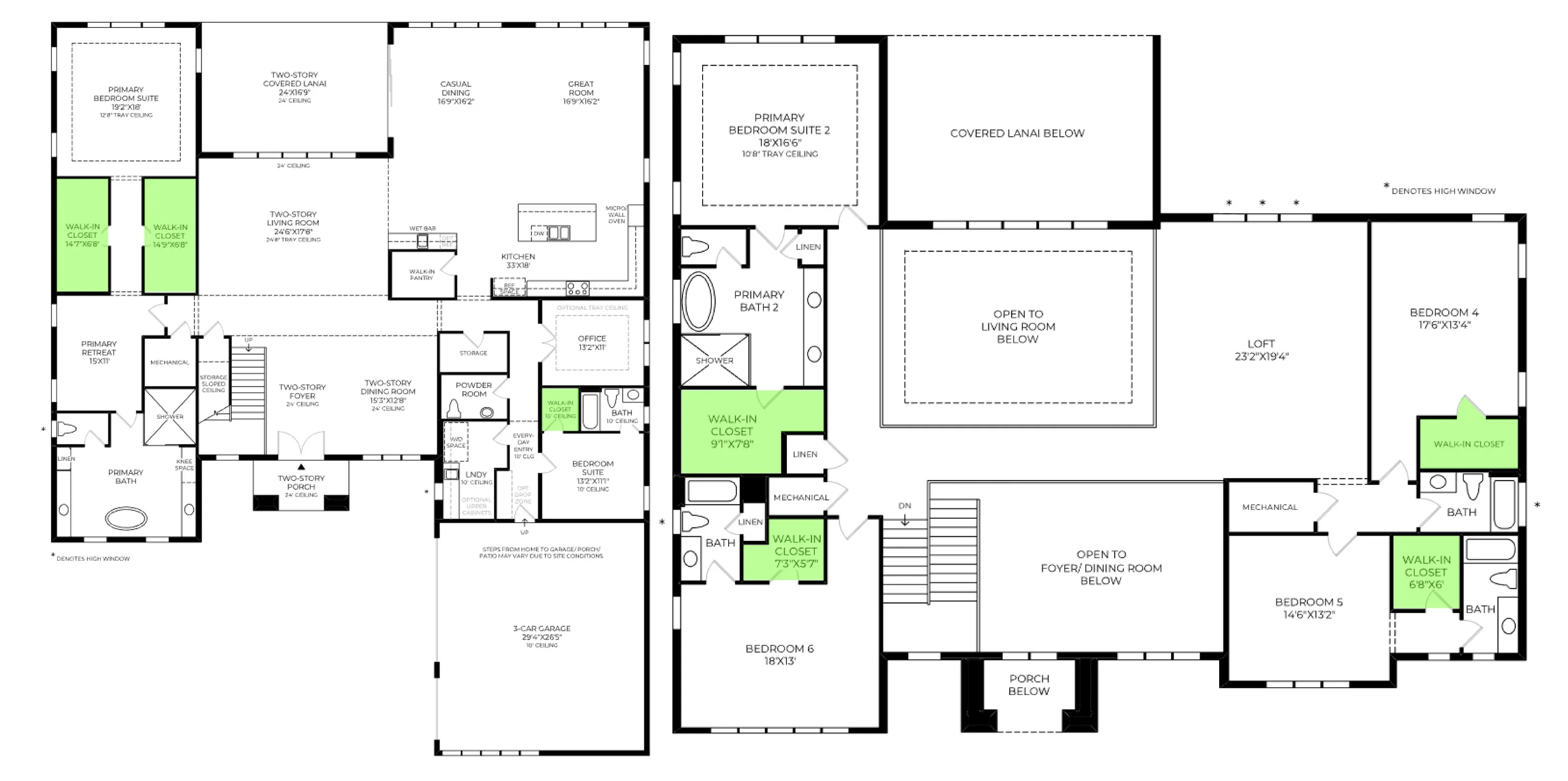 Montech floor plan, with the closets highlighted