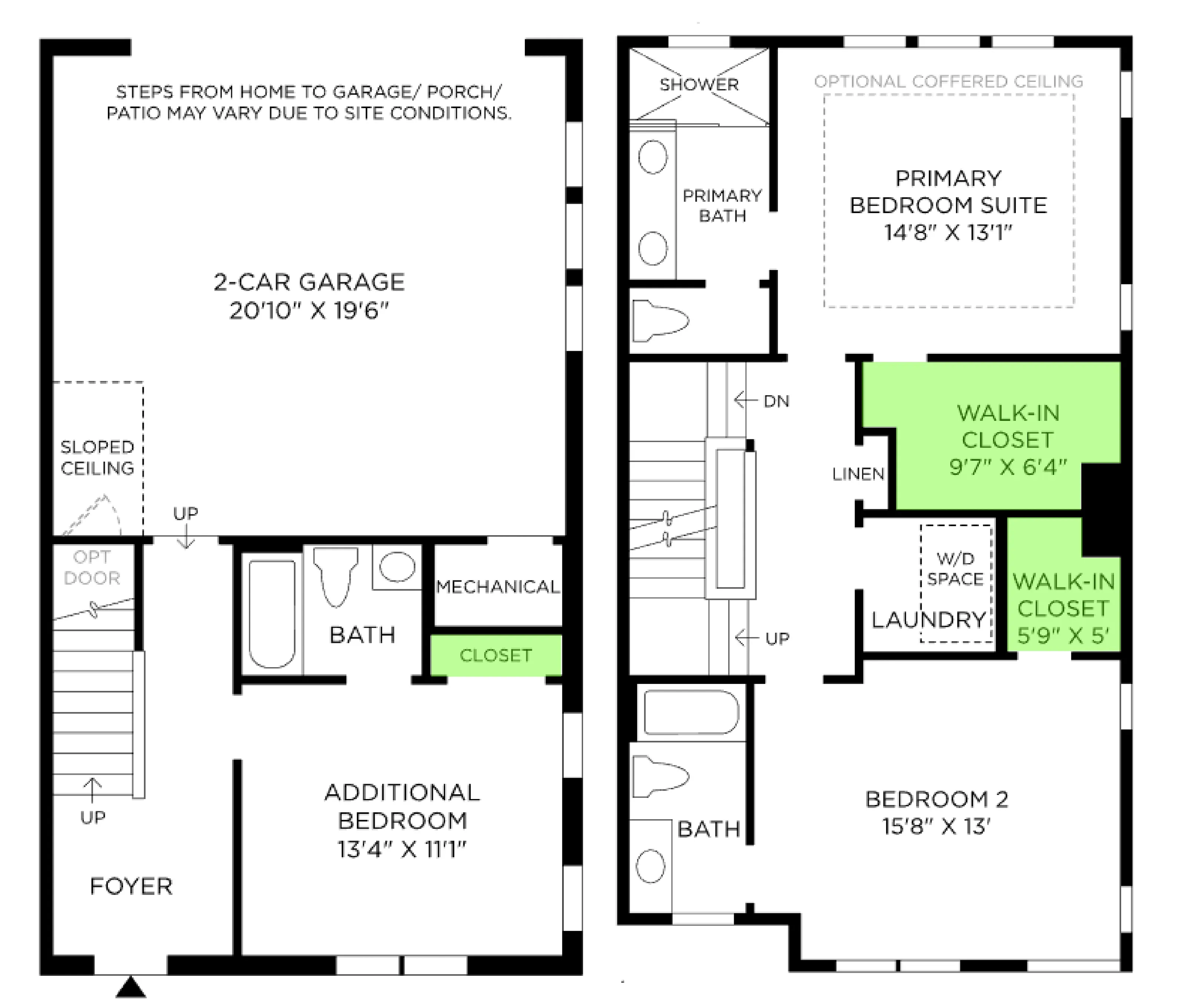 Nova Elite Modern II floor plan, with the closets highlighted