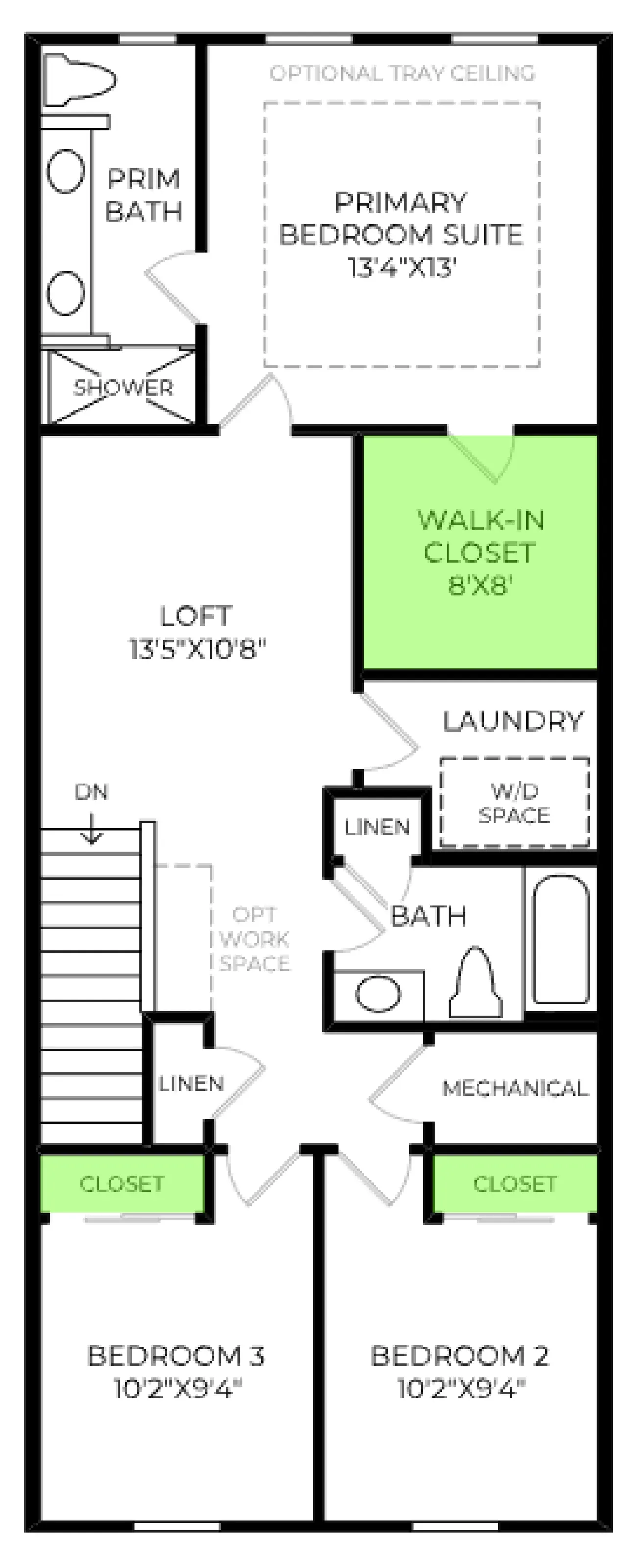 Rinker floor plan, with the closets highlighted