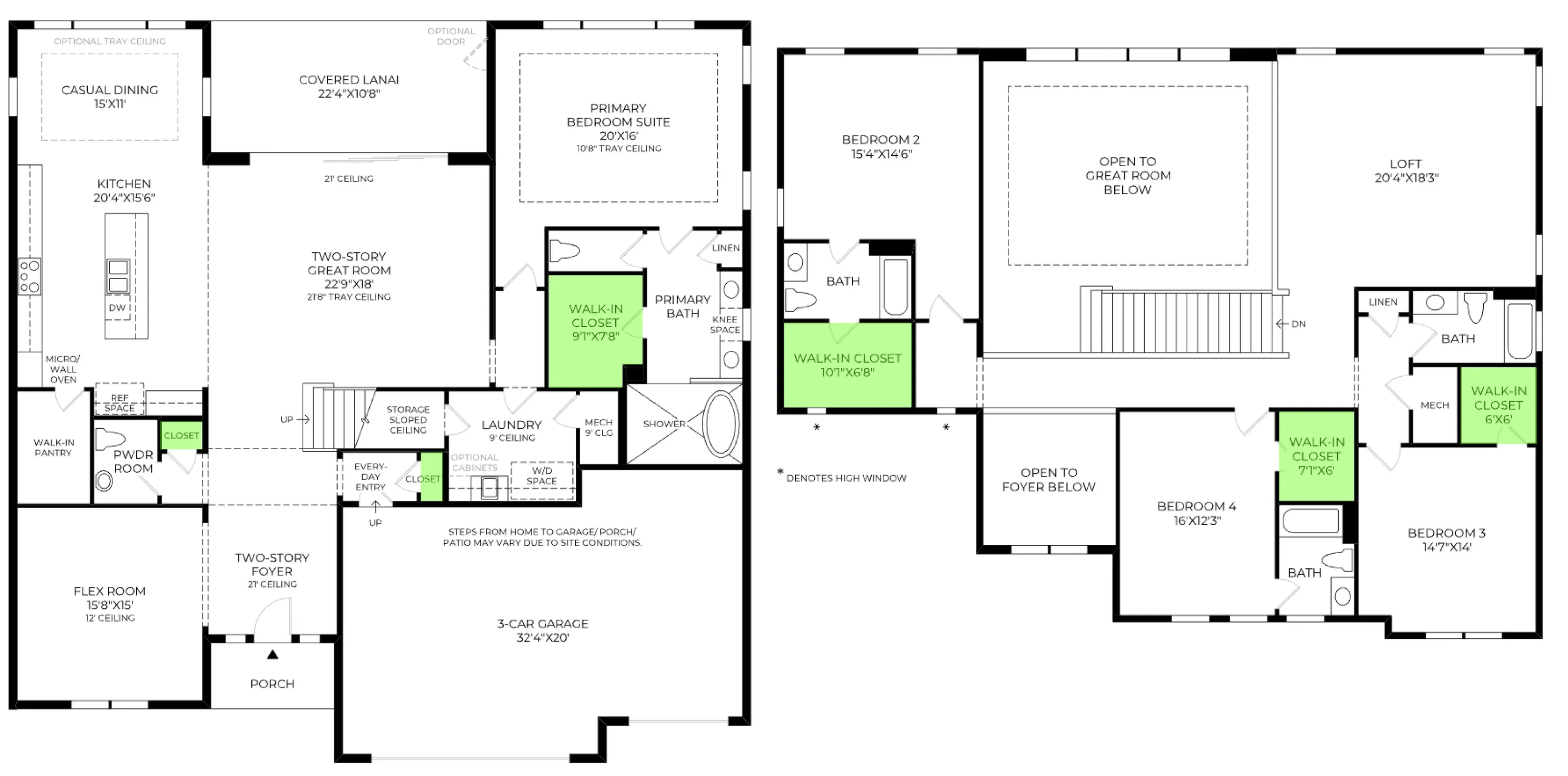 Selvyn floor plan, with the closets highlighted