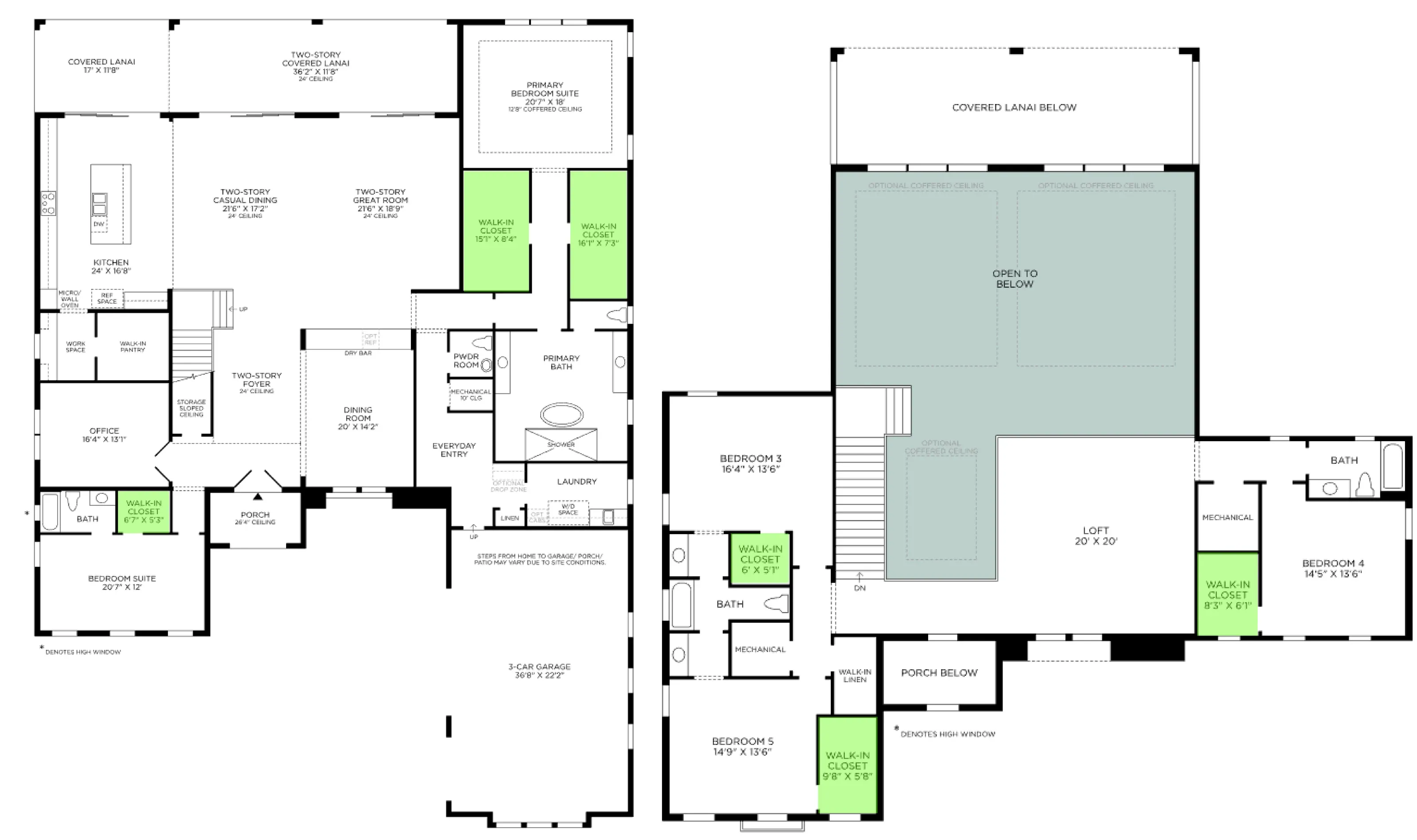 Soudron floor plan, with the closets highlighted