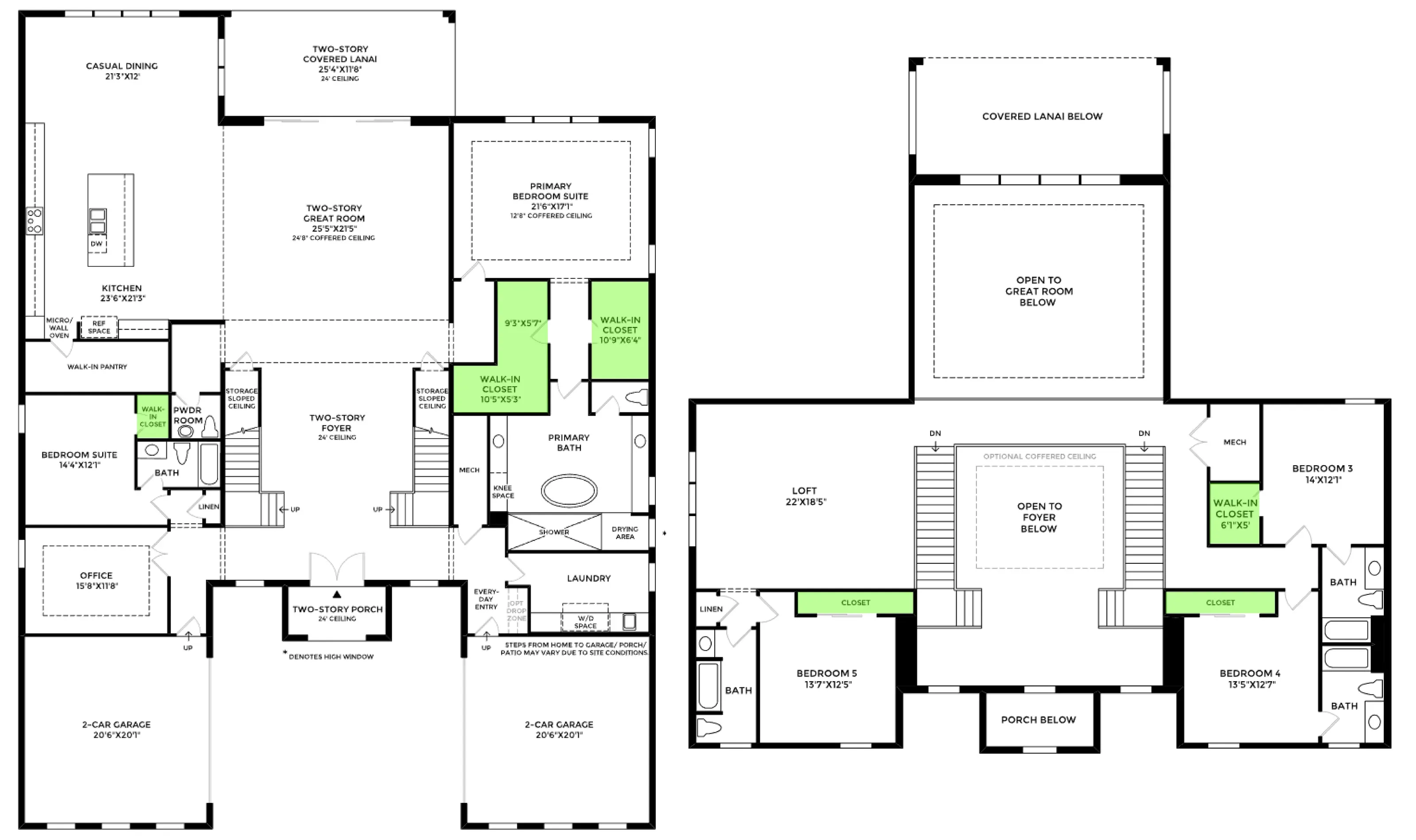 Varen floor plan, with the closets highlighted